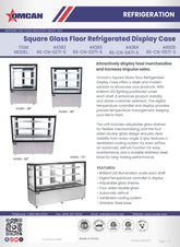 72″ Three (3) Shelf Square Glass Floor Refrigerated Display Case, 28.61 cu.ft. (810 Liter), Stainless Steel